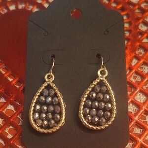 Lia Sophia Black and Gold Teardrop Earrings
